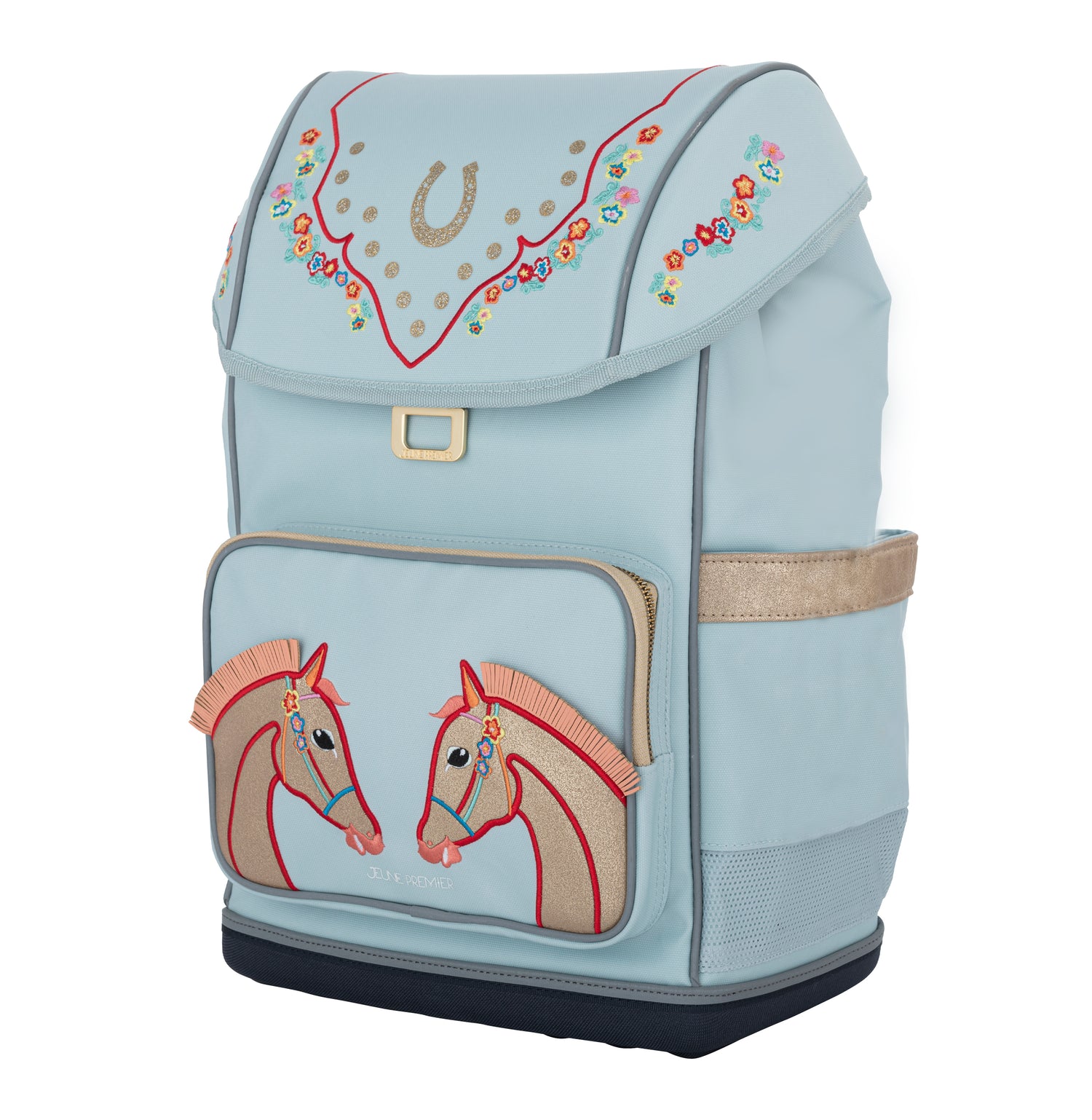 Discover the Jeune Premier Ergomaxx, the most ergonomic, durable and beautiful backpack in the world for girls aged 6 to 10. Horse girls will love the baby blue Cavalerie Florale design.