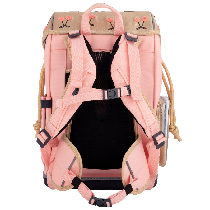 Discover the Ergomaxx, the most ergonomic and durable backpack in the world for girls aged 6 to 10. The Cherry Pompon design is the all-time Jeune Premier bestseller. The combination with the gold, pink and cherries make it a real eye-catcher!